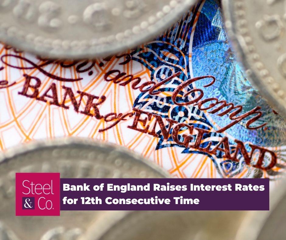 Bank of England Raises Interest Rates for 12th Consecutive Time