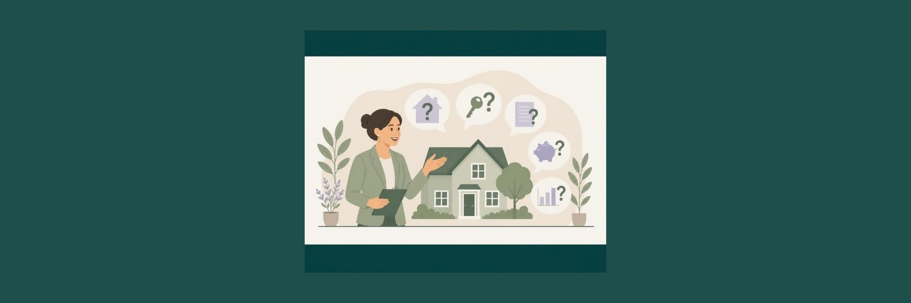 Home buyer considering question marks around a house, representing common mortgage myths