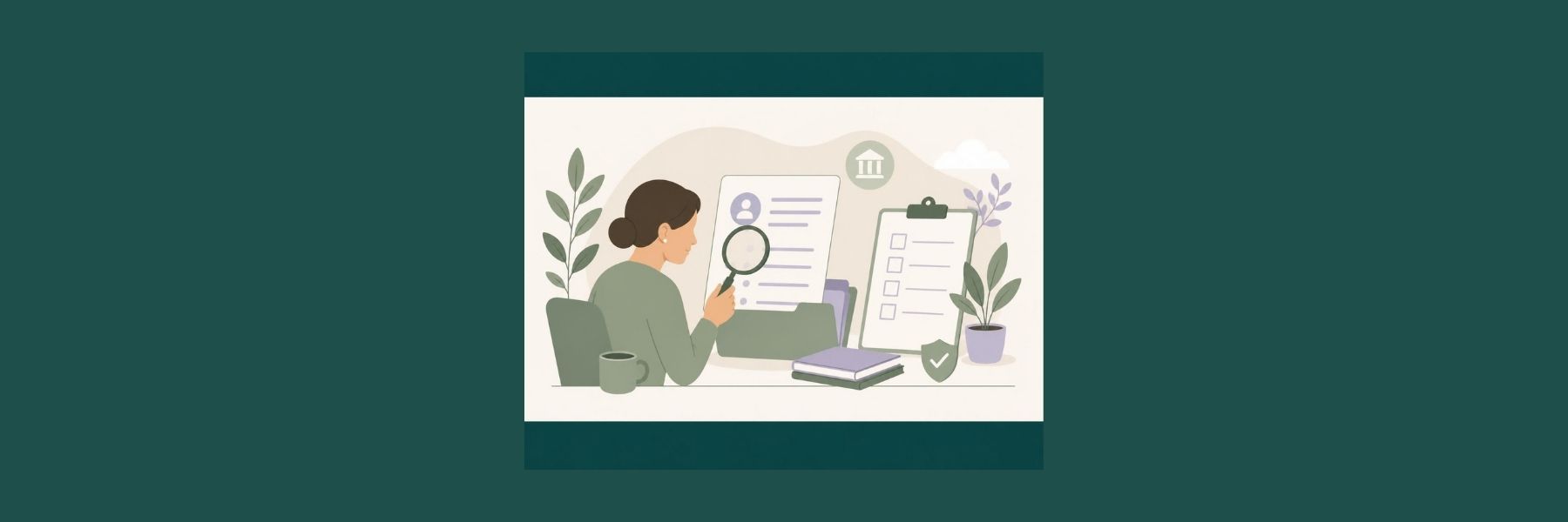 Person checking a credit report and checklist, representing steps to improve a credit score