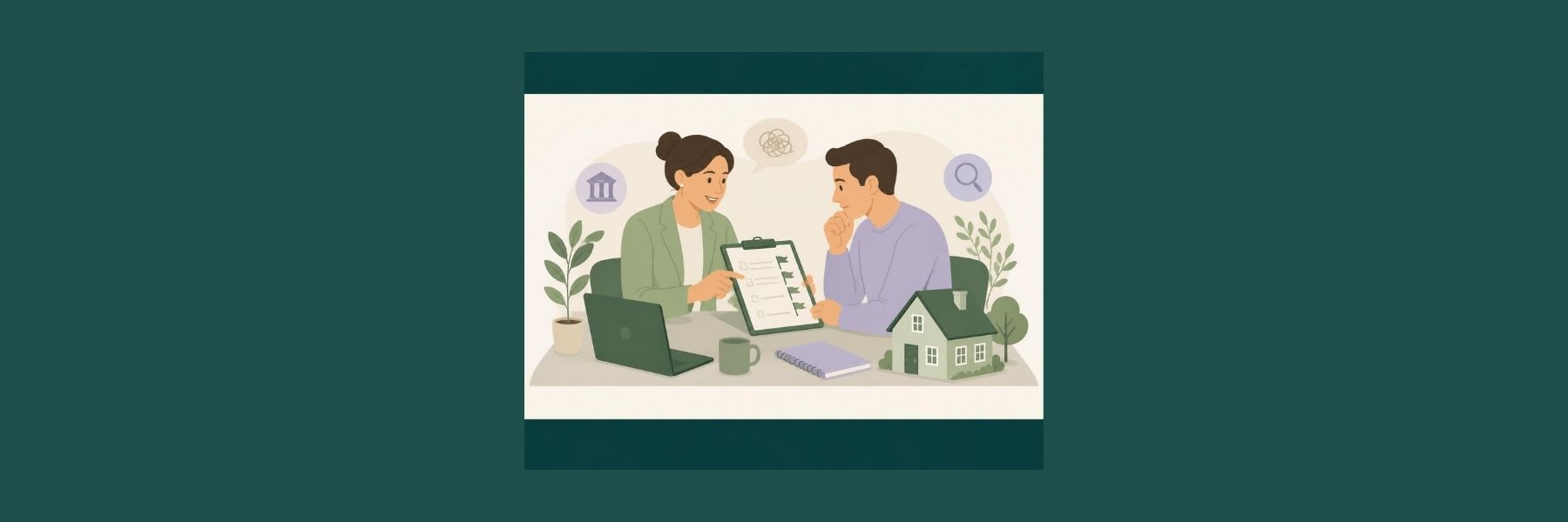 Adviser discussing mortgage application documents and checks with a client